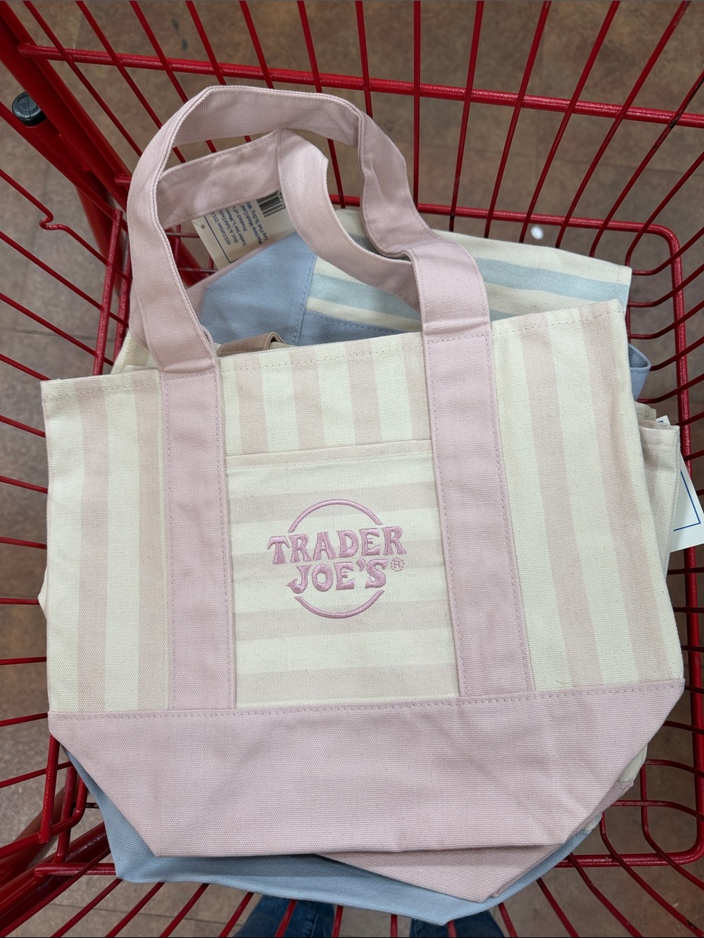 NWT Authentic Trader Joes
Striped Mini Tote Pink